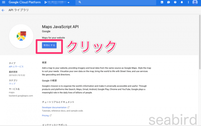 Maps JavaScript API画面